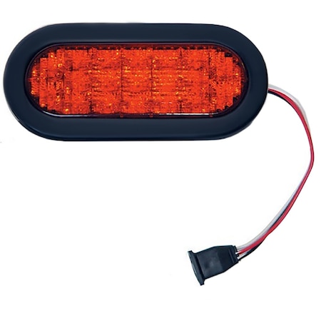 Aftermarket Red 6 Oval LED Light Kit 12 Volt w Wire Harness Adapter And Grommet 1-019-03-305